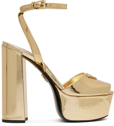 gold prada heels|prada heels platform.